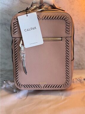 NWT Calpak Kaya Mini Backpack CARAMEL Woven-Trim
